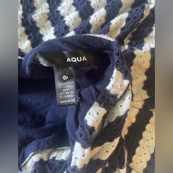 AQUA Navy White Eyelet Tank Dress -Medium - Picture 7 of 8